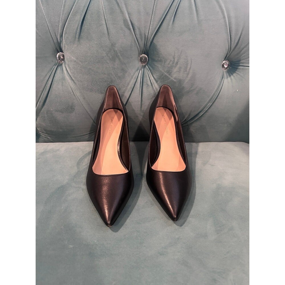 stuart weitzman black genuine leather power pump size 8  Authentic